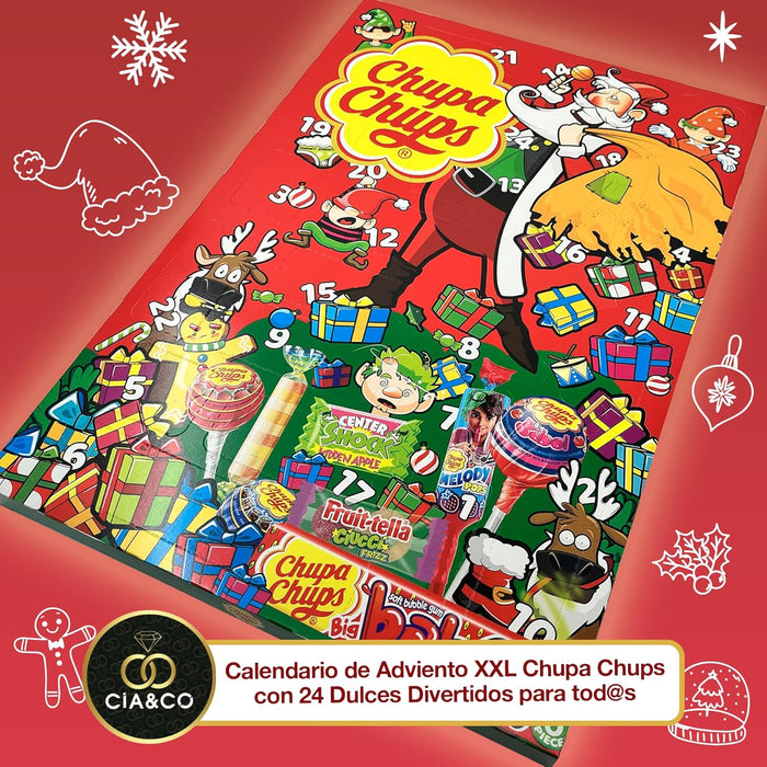 Surtido de golosinas Chupa Chups clásicas incluidas en el calendario de Adviento 2025.