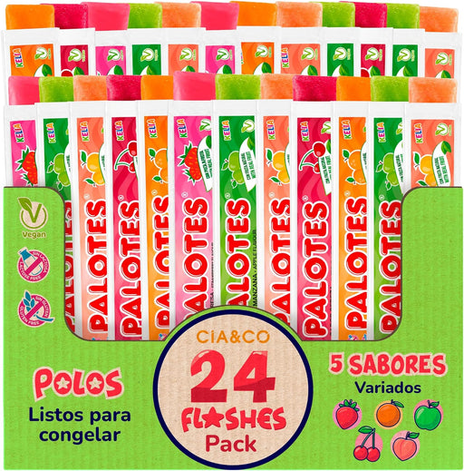 24 polos para congelar Palotes Cia&Co con sabor inspirado en la clásica piruleta de fresa.