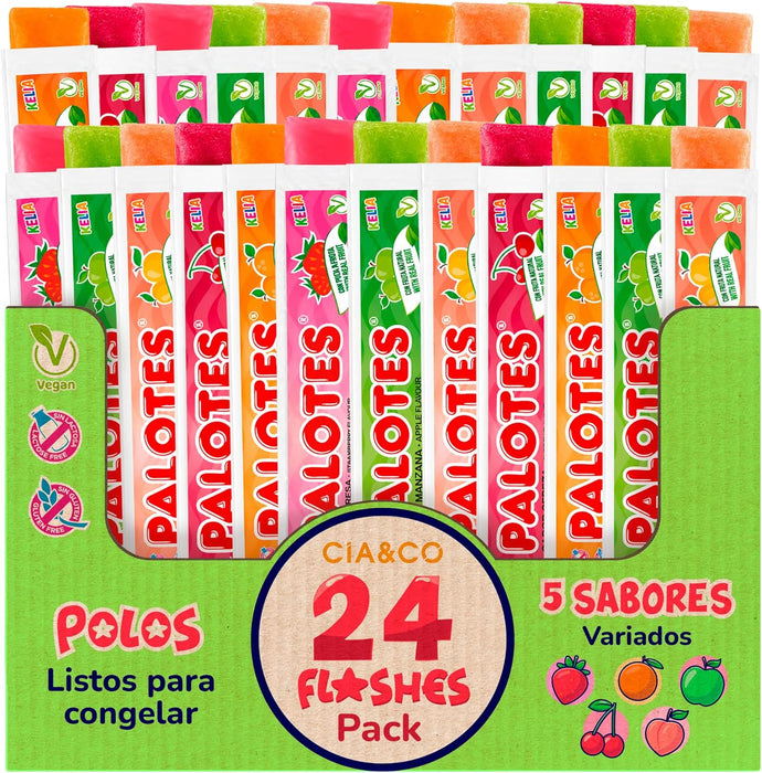 24 polos para congelar Palotes Cia&Co con sabor inspirado en la clásica piruleta de fresa.
