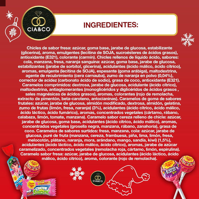 Calendario Chupa Chups 2025 con tarjeta personalizable Cia&Co, edición divertida de Navidad.