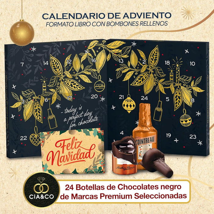 Detalle de bombones gourmet Anthon Berg en formato libro navideño edición 2025.