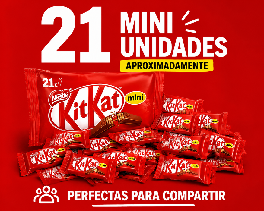 KitKat Mini con aproximadamente 21 chocolatinas individuales envueltas para compartir