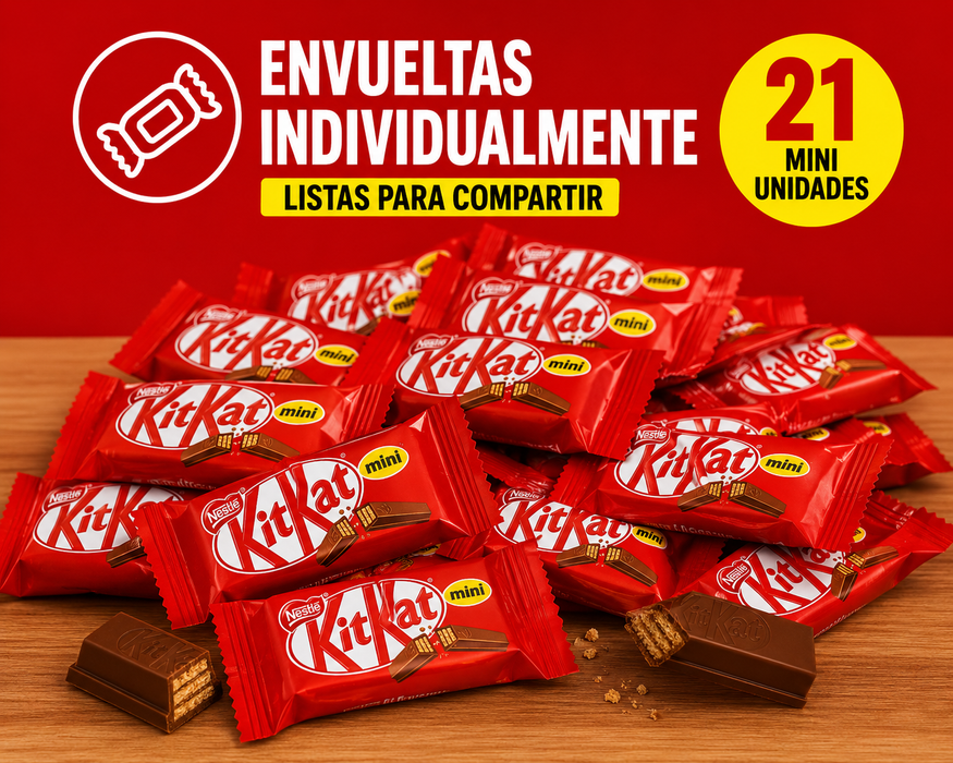 Mini chocolatinas KitKat envueltas individualmente listas para compartir