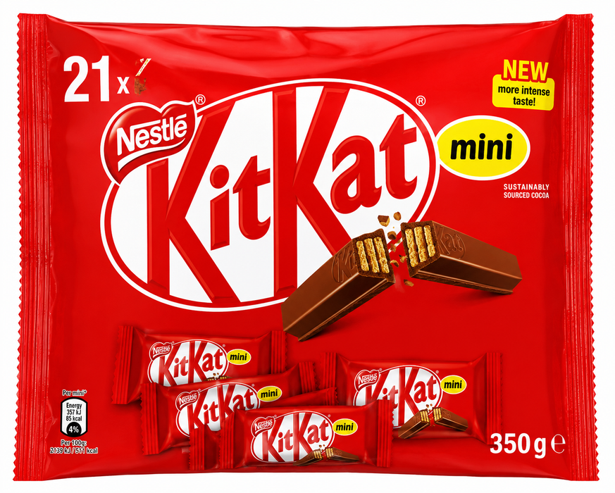 Nestlé KitKat Mini bolsa de 350 gramos con aproximadamente 21 chocolatinas individuales