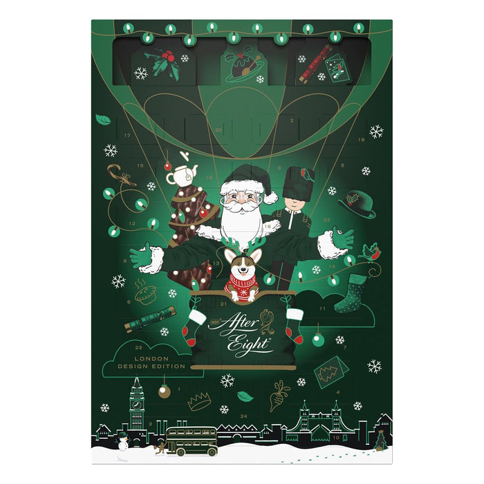 After Eight Calendario de Adviento con 24 bombones de chocolate negro y menta. Disfruta de la Navidad al estilo inglés con su diseño 3D y cacao de cultivo sostenible (199g). After Eight - frontal