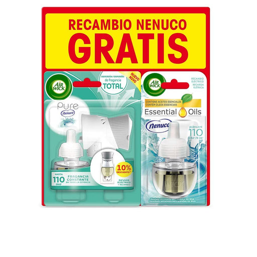 Air Wick Ambientador Eléctrico, Kit Completo con Aparato y 2 Recambios de fragancia Nenuco. Disfruta de un aroma fresco y constante con intensidad regulable en tu hogar. Air Wick - frontal