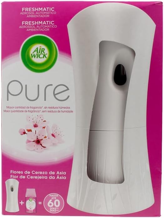 Air Wick Freshmatic Kit de Inicio con Aroma a Flores de Cerezo. Incluye 1 aparato difusor y 1 recambio para perfumar y eliminar olores hasta 70 días. Air Wick - frontal