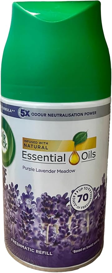 Air Wick Freshmatic Pack de 3 Recambios para Ambientador Automático, Aroma Pradera Púrpura de Lavanda (750 ml en Total). Air Wick - pack