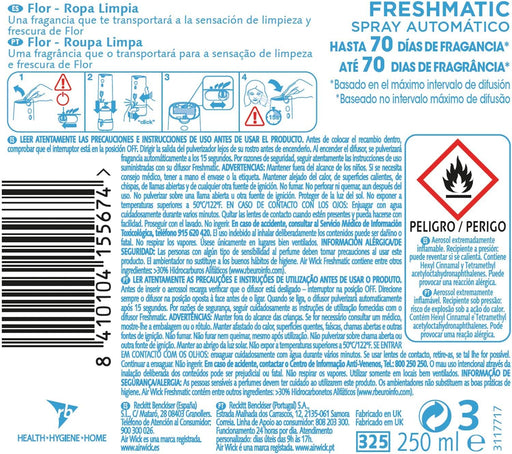 Air Wick Freshmatic Recambio Ambientador con Fragancia de Flor, 250 ml. Un toque de frescura y limpieza duradera para tu hogar con tecnología que neutraliza olores. Air Wick - pack