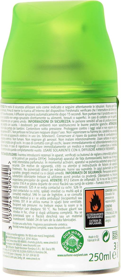 Air Wick Freshmatic Recambio para Ambientador Automático, fragancia Fresia y Jazmín, 265g. Un aroma floral inspirado en flores blancas recién cortadas para un hogar fresco y perfumado. Air Wick - pack