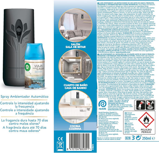 Kit Completo Air Wick Freshmatic con fragancia Oasis Turquesa. Incluye 1 aparato difusor y 1 recambio para una escapada paradisíaca y un frescor de hasta 70 días. Air Wick - pack