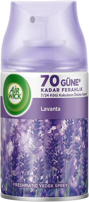 Pack de 2 Recambios para Ambientador Automático Air Wick Freshmatic, Fragancia Relajante de Lavanda y Bergamota, Larga Duración (Total 500 ml). Air Wick - frontal