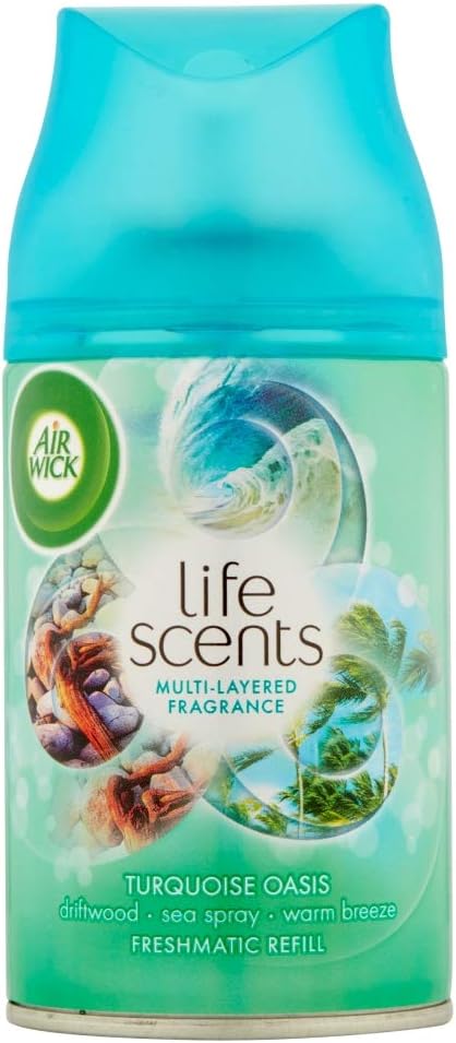Pack de 3 Recambios Air Wick Freshmatic Max con aroma a Oasis Turquesa. Un total de 750ml para disfrutar de hasta 60 días de fragancia fresca por recambio. Air Wick - pack