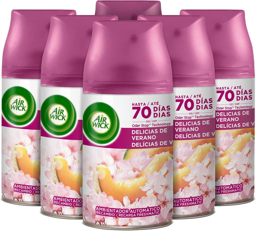 Pack Exclusivo Air Wick Freshmatic: 6 Recambios de Ambientador Automático con Aromas Mixtos de Delicias de Verano y Oasis Turquesa. ¡Tu hogar siempre fresco y perfumado! Air Wick - pack