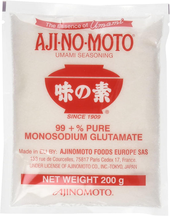 Ajinomoto Sazonador Umami en Polvo, Pack de 12x200g (2.4kg). El secreto japonés para potenciar el sabor de todos tus platos a base de glutamato monosódico de máxima pureza. Ajinomoto - detalle