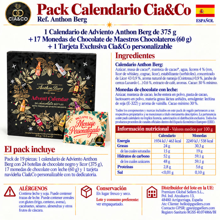 Calendario de Adviento Anthon Berg 2026 + Tarjeta Dedicada Cia&Co