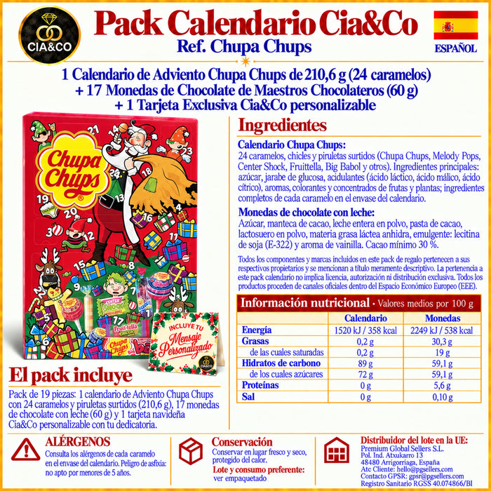 Calendario de Adviento Chupa Chups 2026 + Tarjeta Personalizada Cia&Co