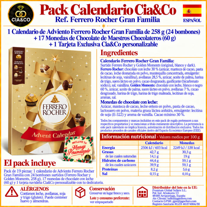 Calendario de Adviento Ferrero Rocher Gran Familia 2026 + Tarjeta Cia&Co