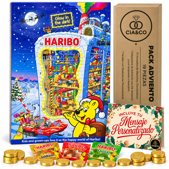 Calendario de Adviento Haribo 2026 Glow in the Dark + Tarjeta Cia&Co