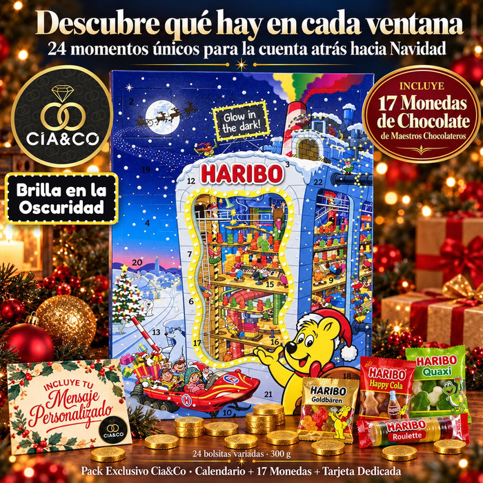 Calendario de Adviento Haribo 2026 Glow in the Dark + Tarjeta Cia&Co