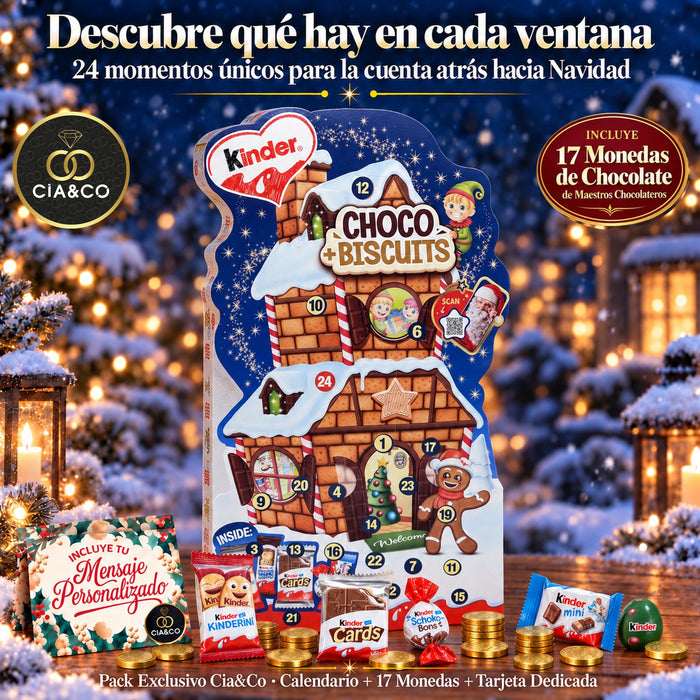 Calendario de Adviento Kinder Choco + Biscuits 2026 + Tarjeta Personalizada