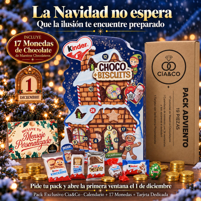 Calendario de Adviento Kinder Choco + Biscuits 2026 + Tarjeta Personalizada