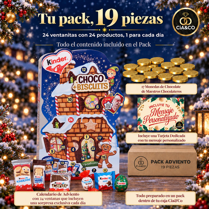 Calendario de Adviento Kinder Choco + Biscuits 2026 + Tarjeta Personalizada