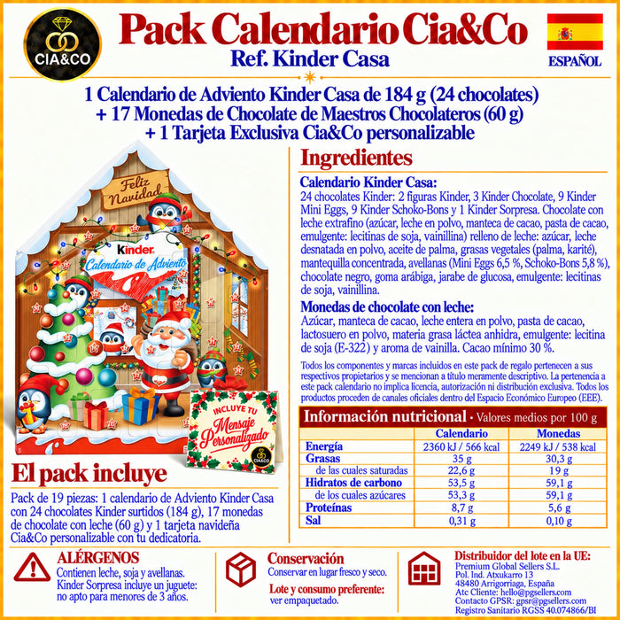 Calendario de Adviento Kinder Casa 2026 + Tarjeta Personalizada Cia&Co