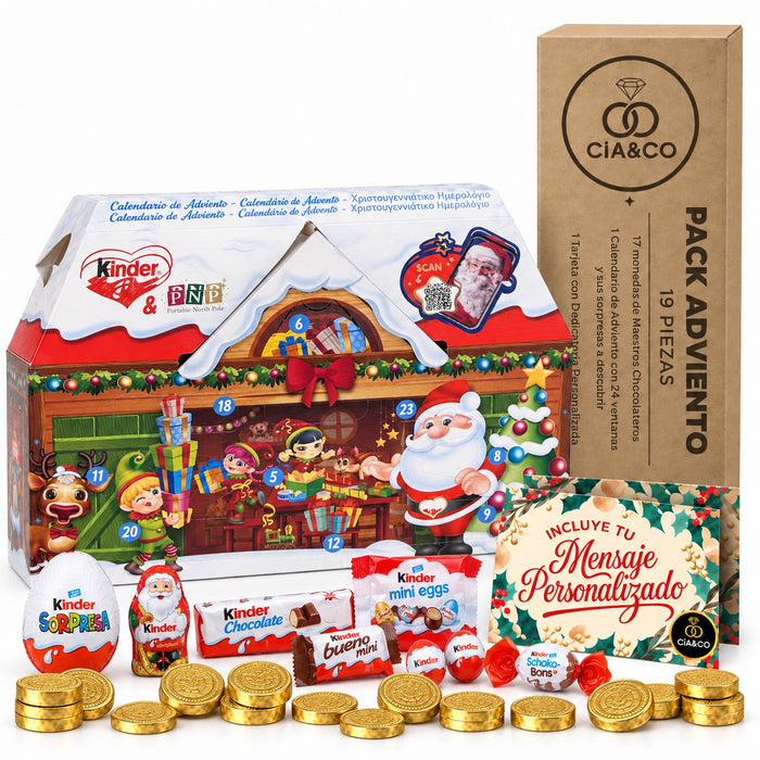 Calendario de Adviento Kinder Chalé 3D 2026 + Tarjeta Personalizada Cia&Co