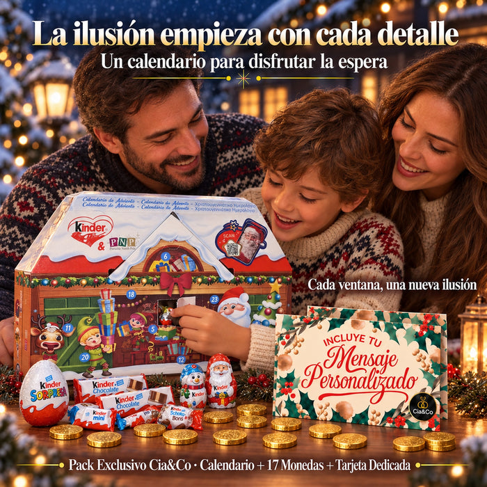 Calendario de Adviento Kinder Chalé 3D 2026 + Tarjeta Personalizada Cia&Co