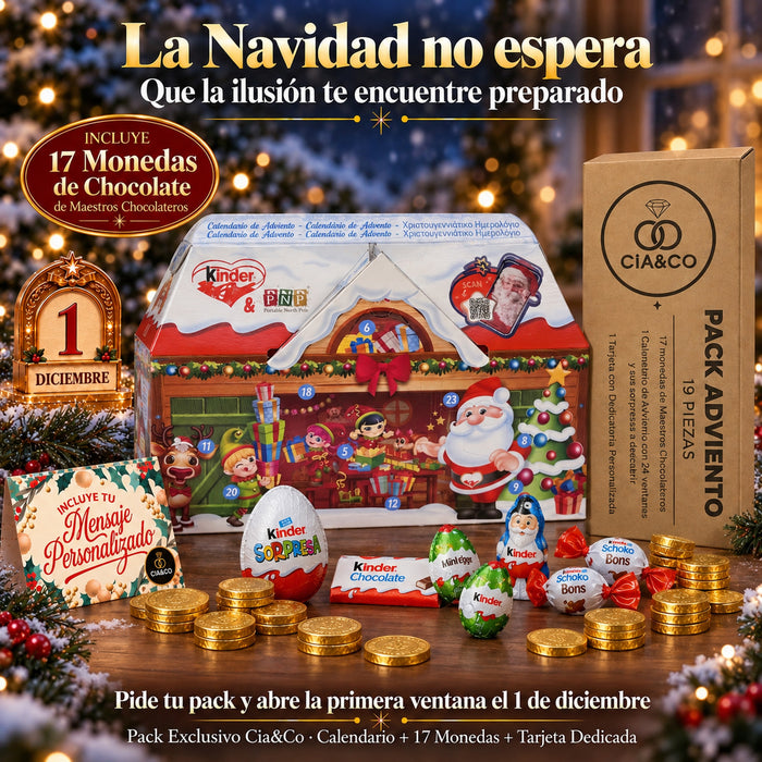 Calendario de Adviento Kinder Chalé 3D 2026 + Tarjeta Personalizada Cia&Co