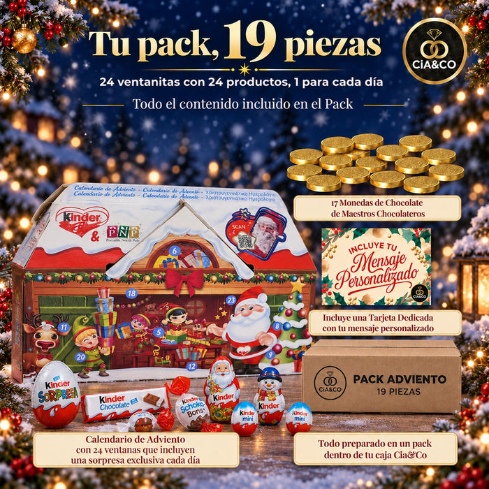 Calendario de Adviento Kinder Chalé 3D 2026 + Tarjeta Personalizada Cia&Co