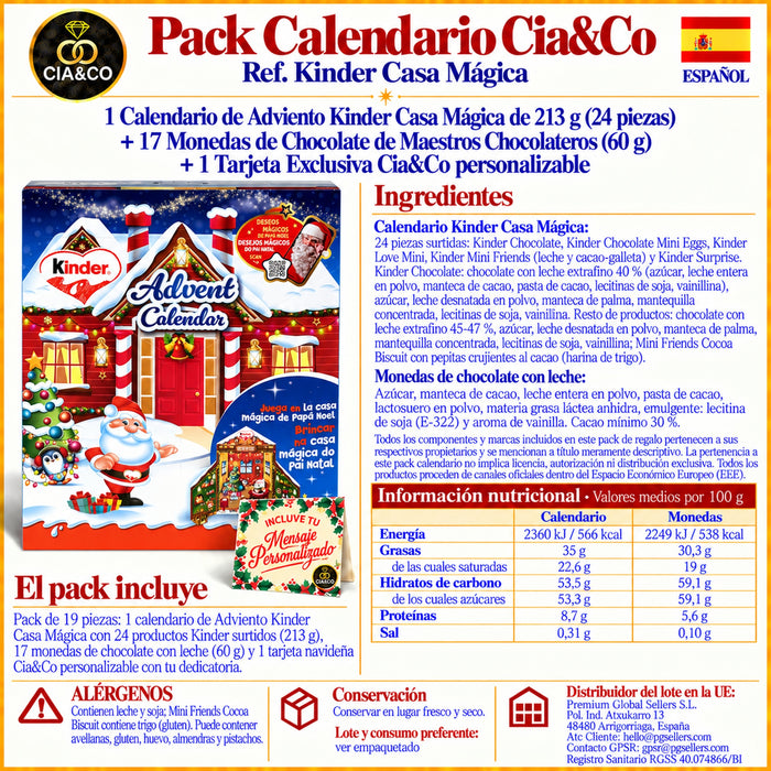 Calendario de Adviento Kinder Casa Mágica 2026 + Tarjeta Personalizada