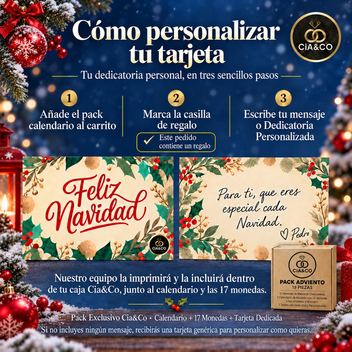 Calendario de Adviento Kinder Mini 2026 + Tarjeta Personalizada Cia&Co
