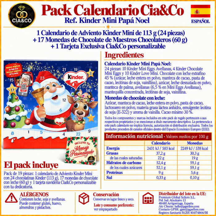 Calendario de Adviento Kinder Mini 2026 + Tarjeta Personalizada Cia&Co