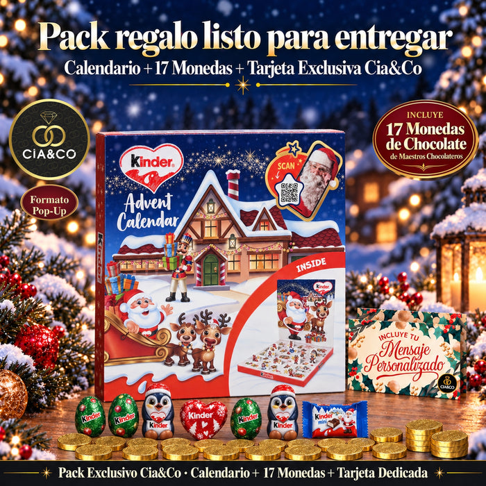 Calendario de Adviento Kinder Pop-Up 2026 + Tarjeta Personalizada Cia&Co