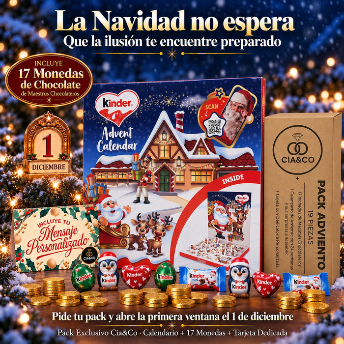 Calendario de Adviento Kinder Pop-Up 2026 + Tarjeta Personalizada Cia&Co