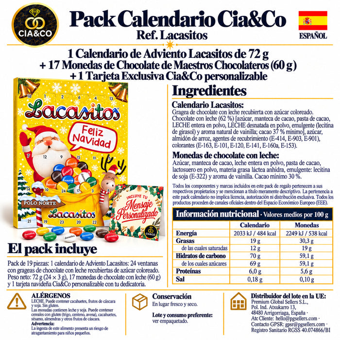 Calendario de Adviento Lacasitos 2026 + Tarjeta Dedicada Cia&Co
