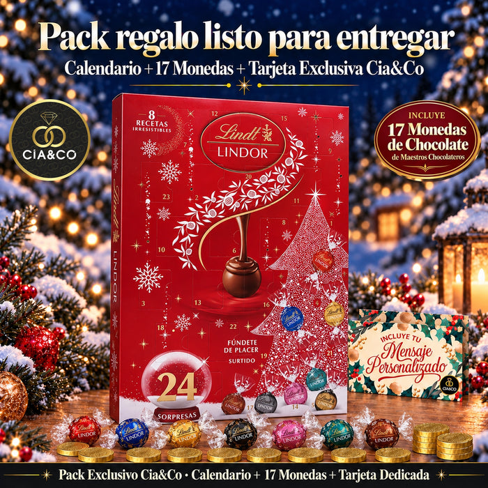 Calendario de Adviento Lindt LINDOR 2026 + Tarjeta Personalizada Cia&Co