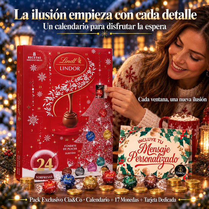 Calendario de Adviento Lindt LINDOR 2026 + Tarjeta Personalizada Cia&Co