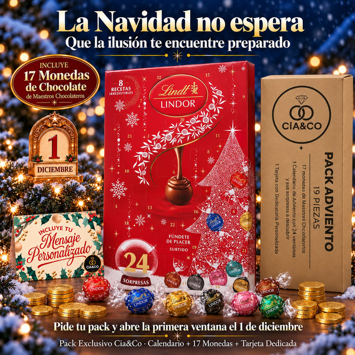 Calendario de Adviento Lindt LINDOR 2026 + Tarjeta Personalizada Cia&Co