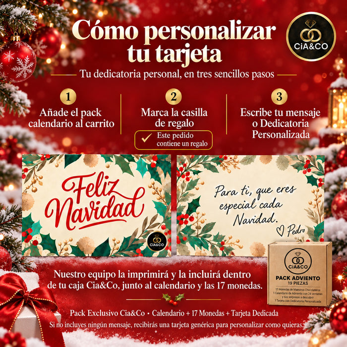 Calendario de Adviento Lindt LINDOR 2026 + Tarjeta Personalizada Cia&Co