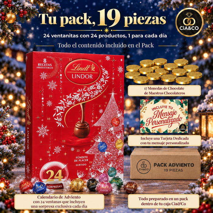 Calendario de Adviento Lindt LINDOR 2026 + Tarjeta Personalizada Cia&Co
