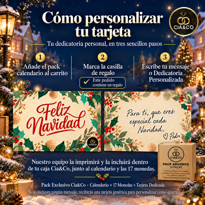 Calendario Adviento Lindt Chocolate Ciudad Navideña 2026 + Tarjeta Dedicada