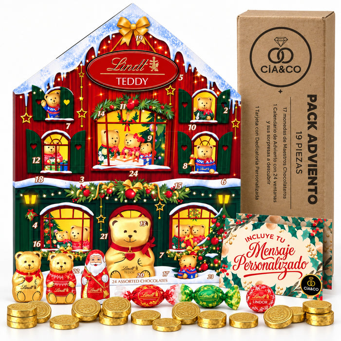 Calendario de Adviento Lindt Chocolate Teddy Casa 2026 + Tarjeta Dedicada
