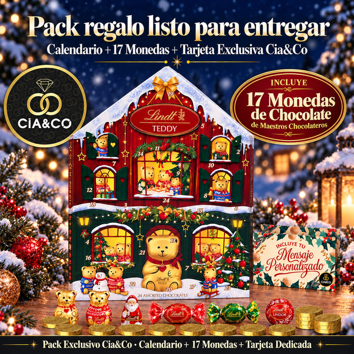 Calendario de Adviento Lindt Chocolate Teddy Casa 2026 + Tarjeta Dedicada