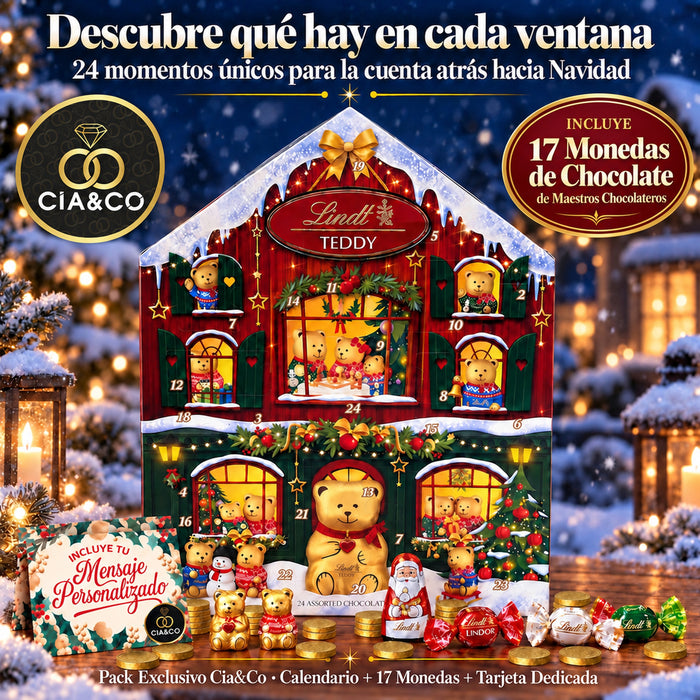 Calendario de Adviento Lindt Chocolate Teddy Casa 2026 + Tarjeta Dedicada