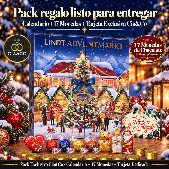 Calendario de Adviento Lindt Chocolate Mercado de Navidad 2026 + Tarjeta