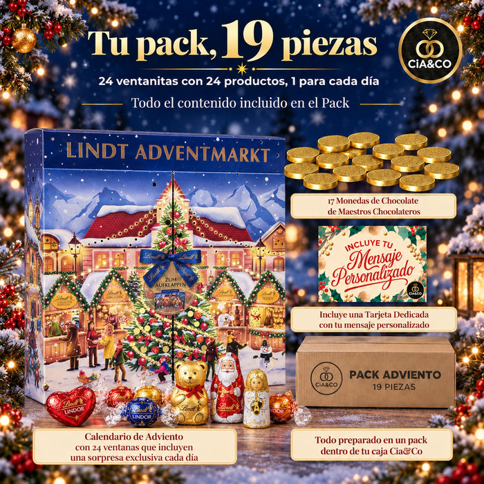 Calendario de Adviento Lindt Chocolate Mercado de Navidad 2026 + Tarjeta