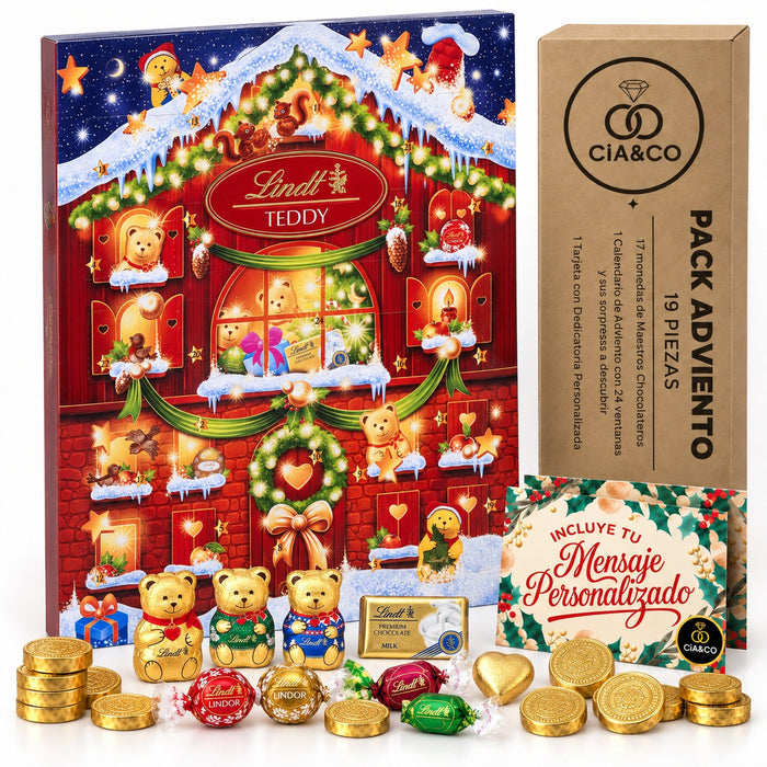 Calendario de Adviento Lindt TEDDY 2026 + Tarjeta Personalizada Cia&Co